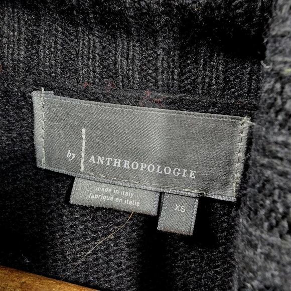 By Anthropologie Sweater Womens XS Black Turtleneck Side Slits Boxy Oversized - Picture 3 of 10